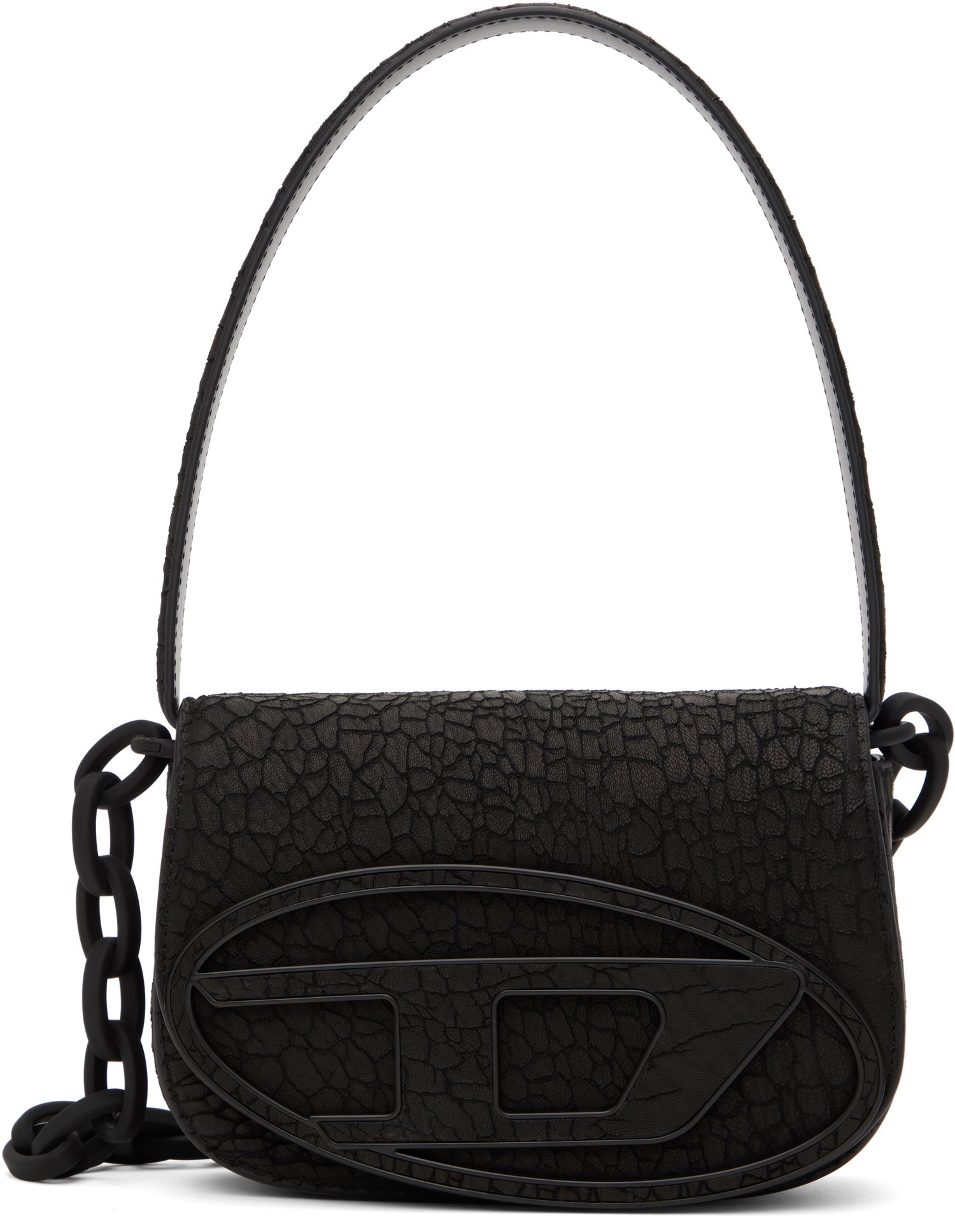Дамска чанта Diesel Textured Faux-Leather Shoulder Bag Черно | X08396 PS919, 0