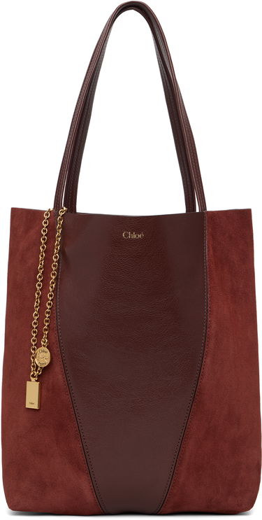 Голяма пазарска чанта CHLOÉ Spin Tote Бургунди | CH25WS811Q76, 0