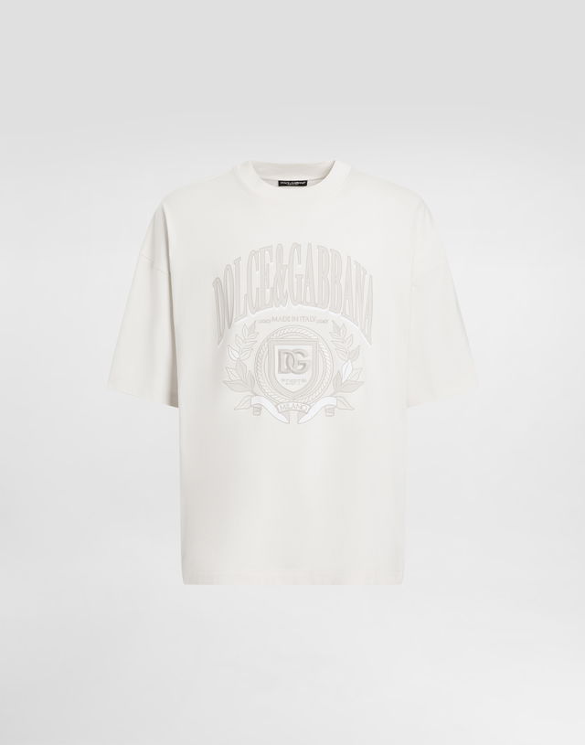 Dolce & Gabbana Cotton T-Shirt with Embroidered Crest Logo