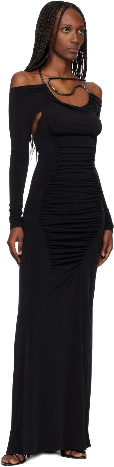 Pокля Coperni Cut-Out C-Logo Ruched Maxi Dress Черно | COPR246F5022, 3