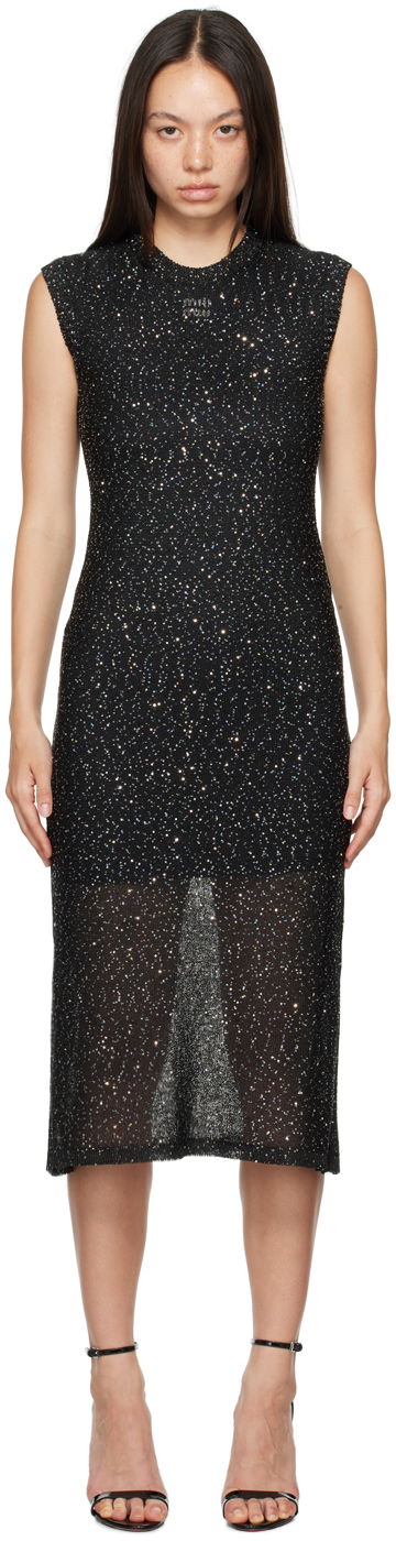 Black Glitter Midi Dress