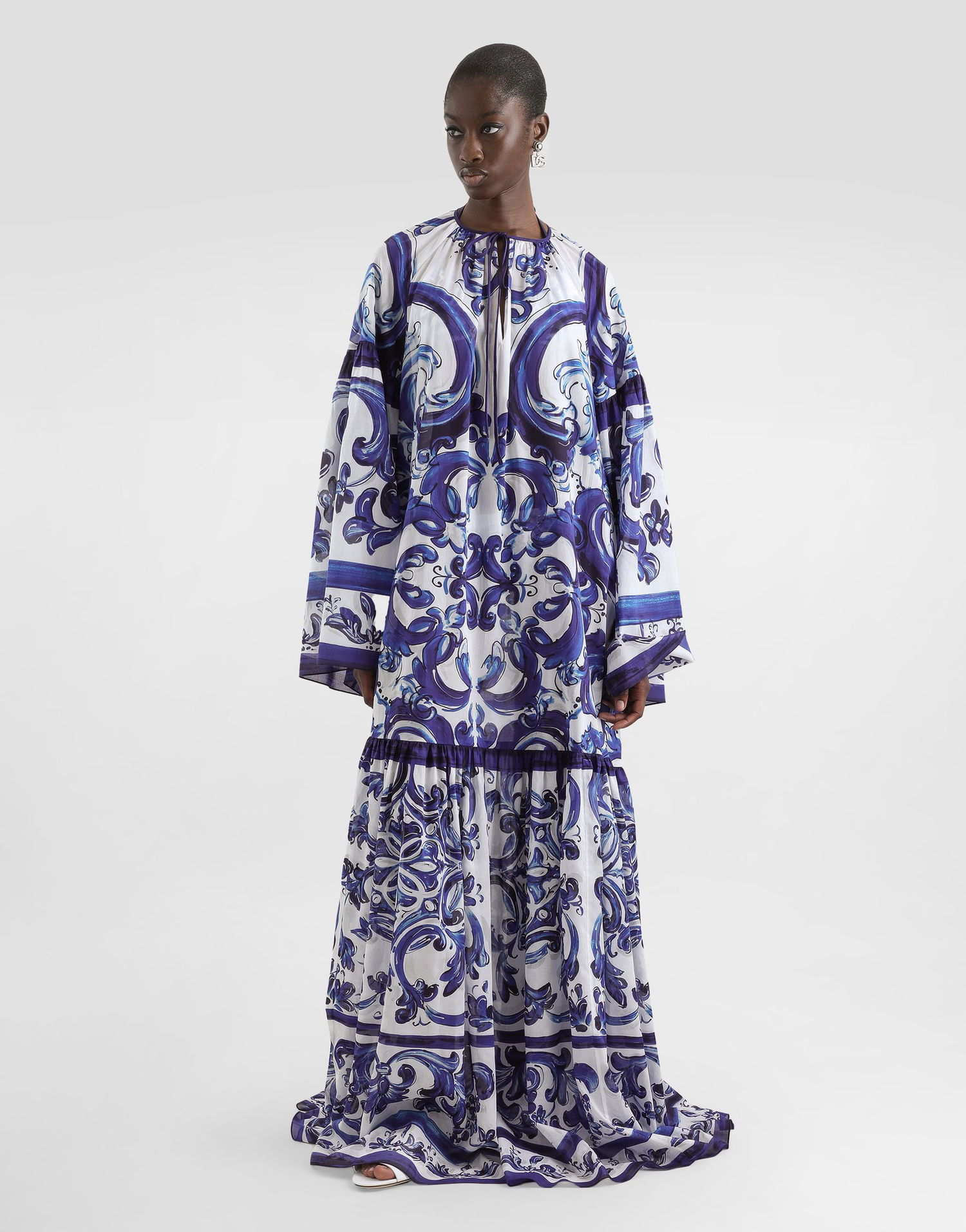 Pокля Dolce & Gabbana Dolce & Gabbana Majolica-Print Cotton Dress Синьо | I6KH5WFI5NFHB5DQ, 1