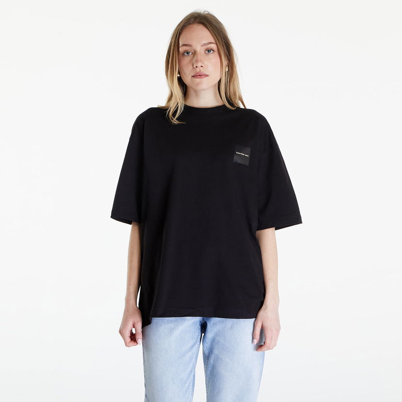 Тениска CALVIN KLEIN Jeans Warp Logo Boyfriend Short Sleeve Tee Black Черно | J20J223166 BEH