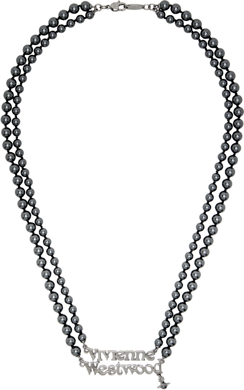 Колие Vivienne Westwood Vivienne Westwood Emilio Double Strand Beaded Necklace Сиво | 6301014C-02S411-