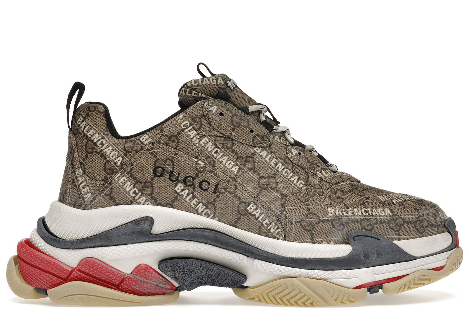 Кецове и обувки Gucci Balenciaga x The Hacker Project Triple S "Beige" Сиво | 681066ULZ10 9795, 0