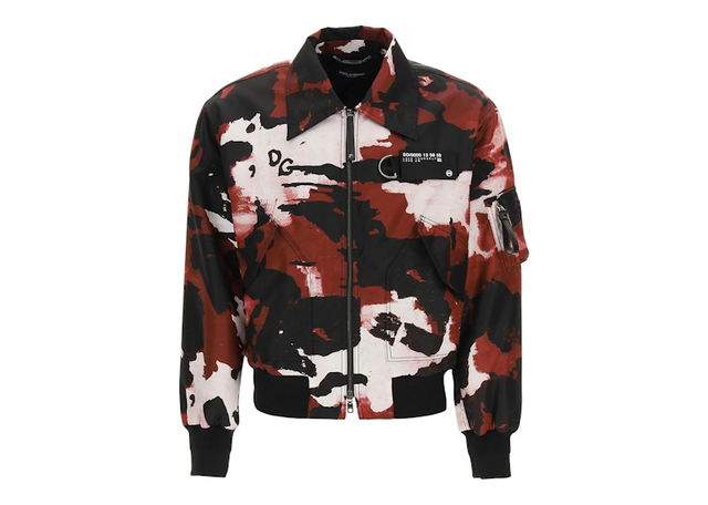 Dolce & Gabbana Camo Print Bomber Jacket