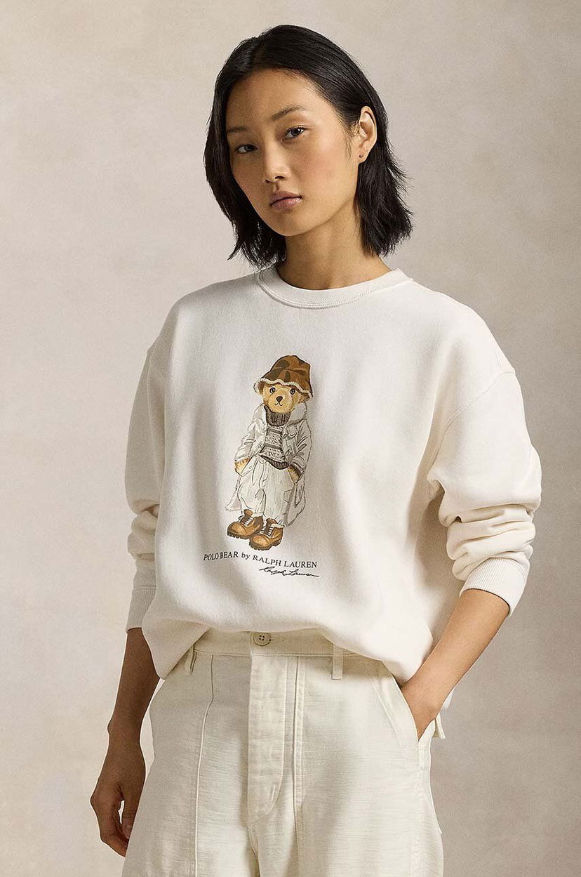 Суитчър Polo by Ralph Lauren Fleece Sweatshirt With Bear Print Бяло | 211954860