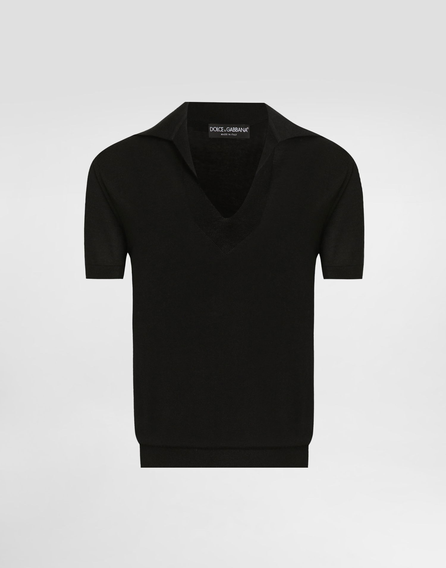 Поло тениска Dolce & Gabbana Dolce & Gabbana Cashmere Polo Pullover Черно | FXZ34ZJBW0PN0000, 0