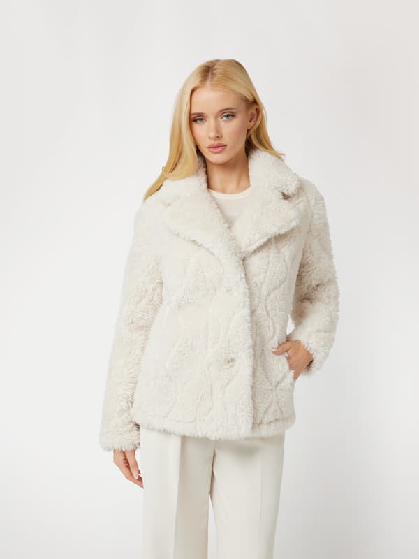 Яке GUESS Faux Fur Cropped Jacket Бяло | W4BL15WGHY0, 0