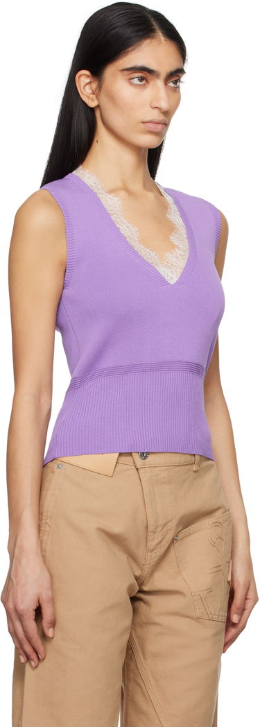 Пуловер JW Anderson JW Anderson V-Neck Lace Trim Vest Сиво | KW1357-YN0324, 4