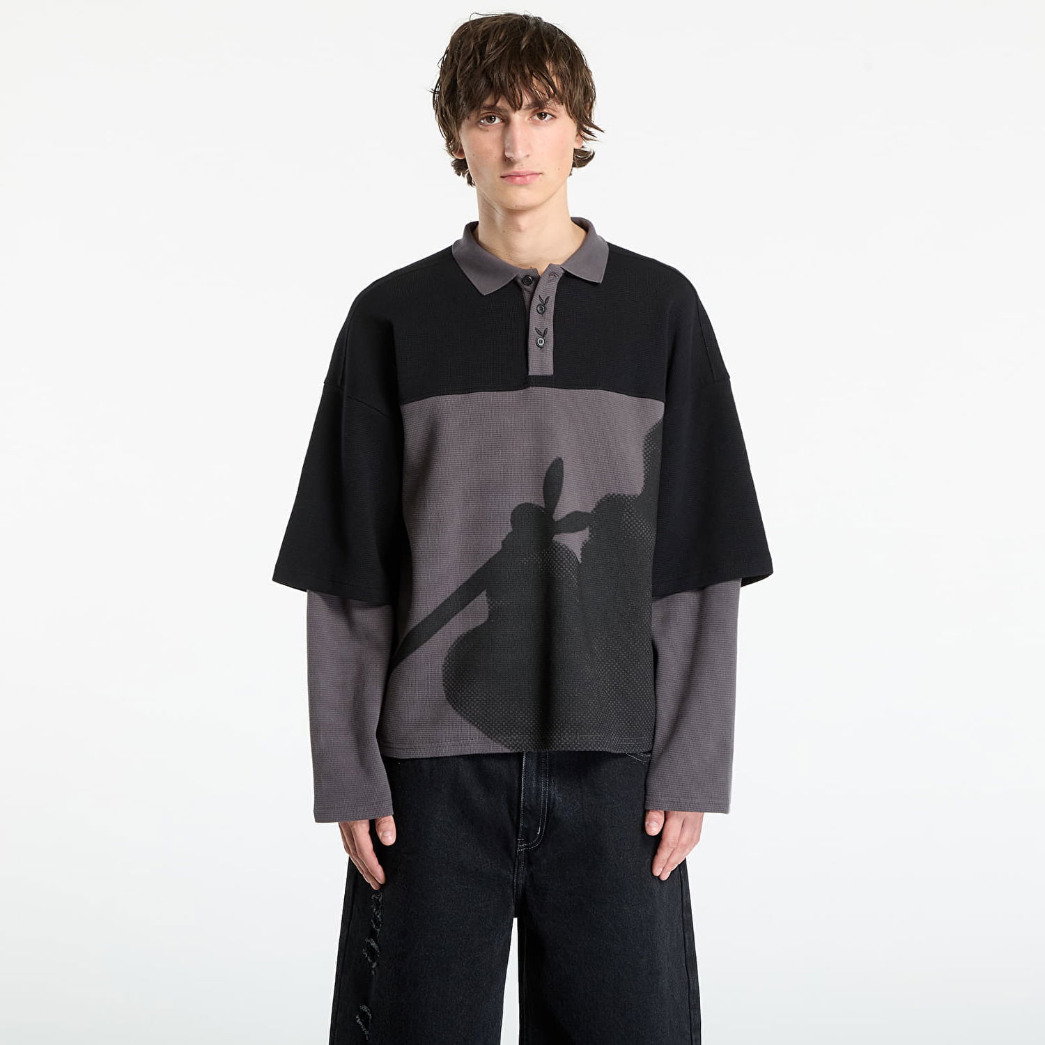 Тениска Footshop Playboy x FTSHP Double Sleeve Polo UNISEX Black Черно | FTSHP_506, 0