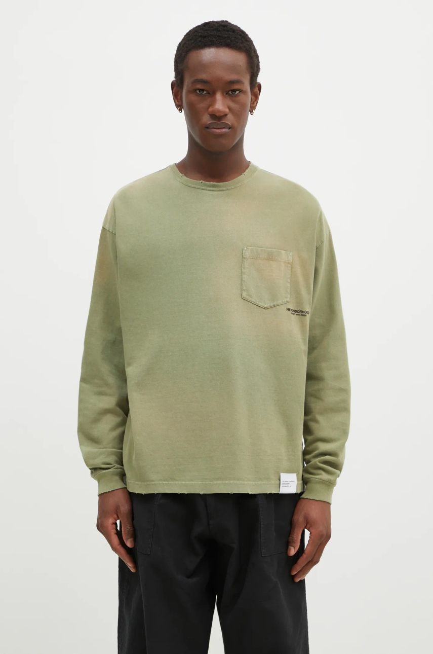 Тениска Neighborhood NEIGHBORHOOD Long Sleeve T-Shirt Зелено | 242FPNH.CSM15, 0