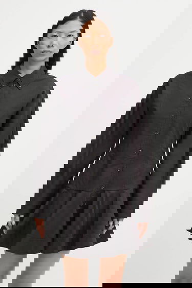 Pокля GANNI Stretch Cotton Buttoned Mini Shirt Dress Черно | W1001, 0