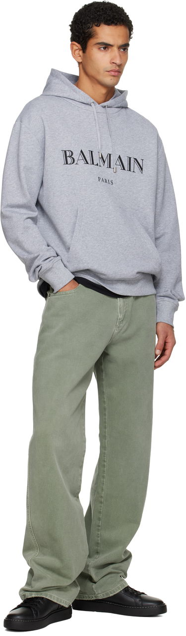 Суитчър Balmain Balmain Paris Logo Printed Hoodie Сиво | FH2JR090BD33, 3