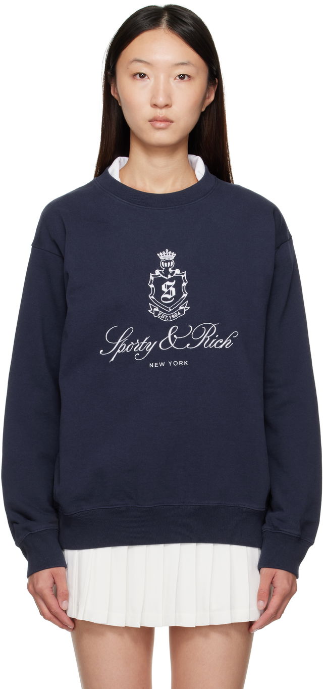 Sporty & Rich Vendome Embroidered Crewneck Sweatshirt