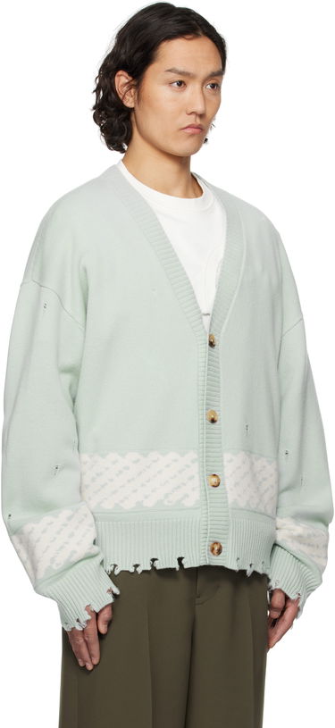 Пуловер Feng Chen Wang Feng Chen Wang Ripped Jacquard Cardigan Зелено | FUS19KT06G, 1
