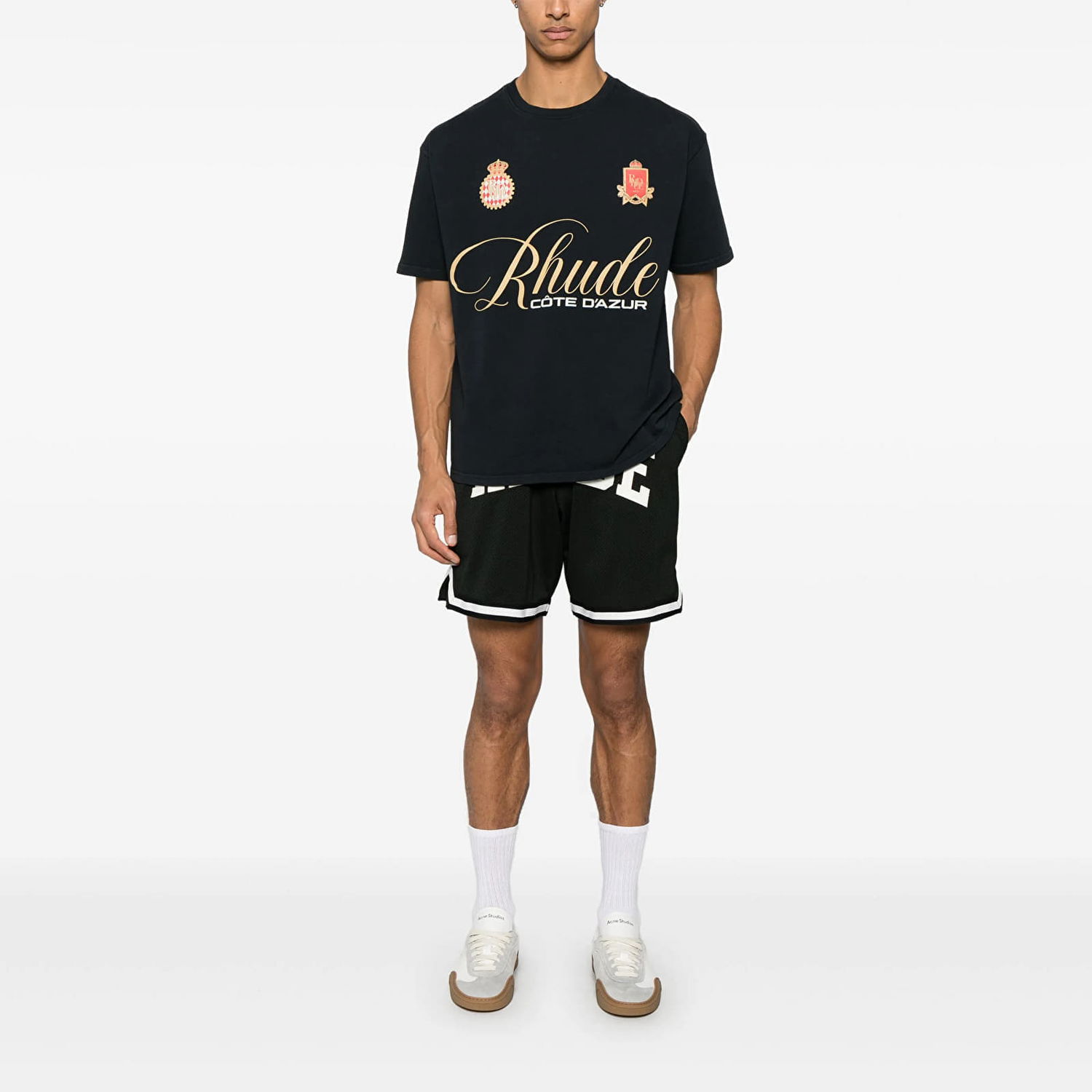Тениска Rhude Rhude Script Crest T-Shirt Черно | RHPS25TT070122306, 0
