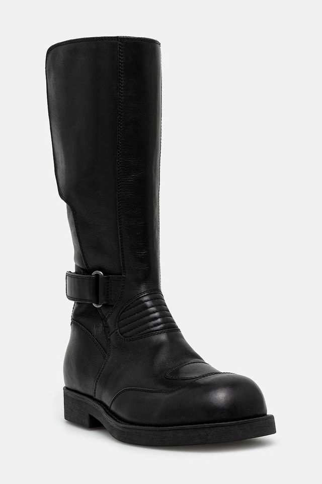 High-Cut Leather Biker Boots