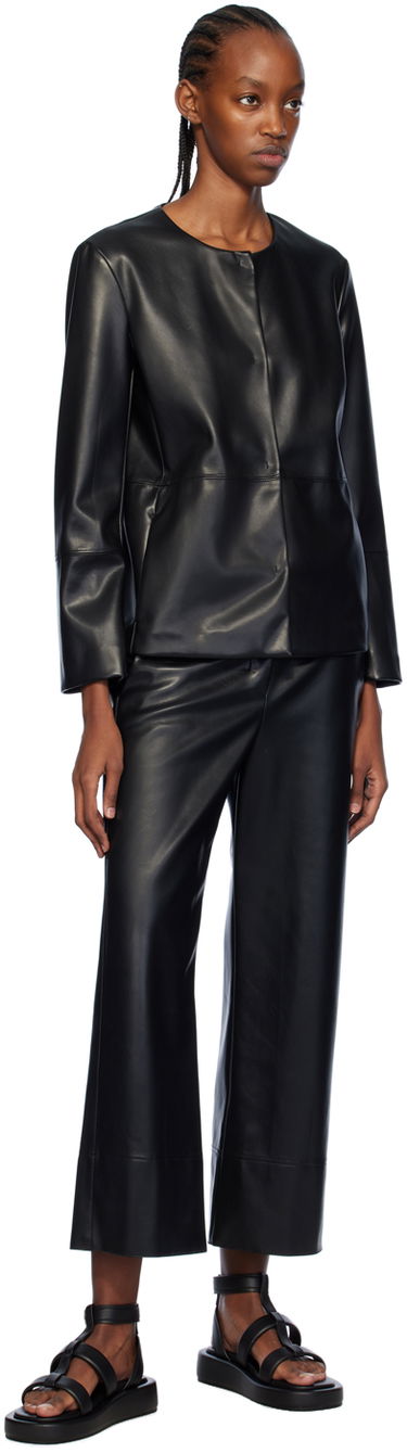 Панталони Max Mara Max Mara Faux-Leather Wide Leg Pants Черно | 2419781021600 MM13037, 3