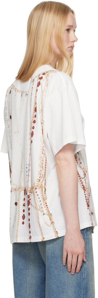 Тениска Maison Margiela MM6 Maison Margiela Jersey T-Shirt with Beaded Graphic Бяло | S62GD0201 M20113, 2