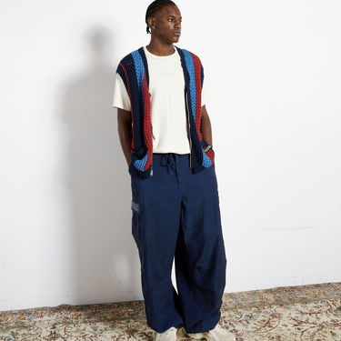 Карго панталони Pleasures Visitors Wide Fit Cargo Pants Тъмно синьо | P23F012-NAVY, 5