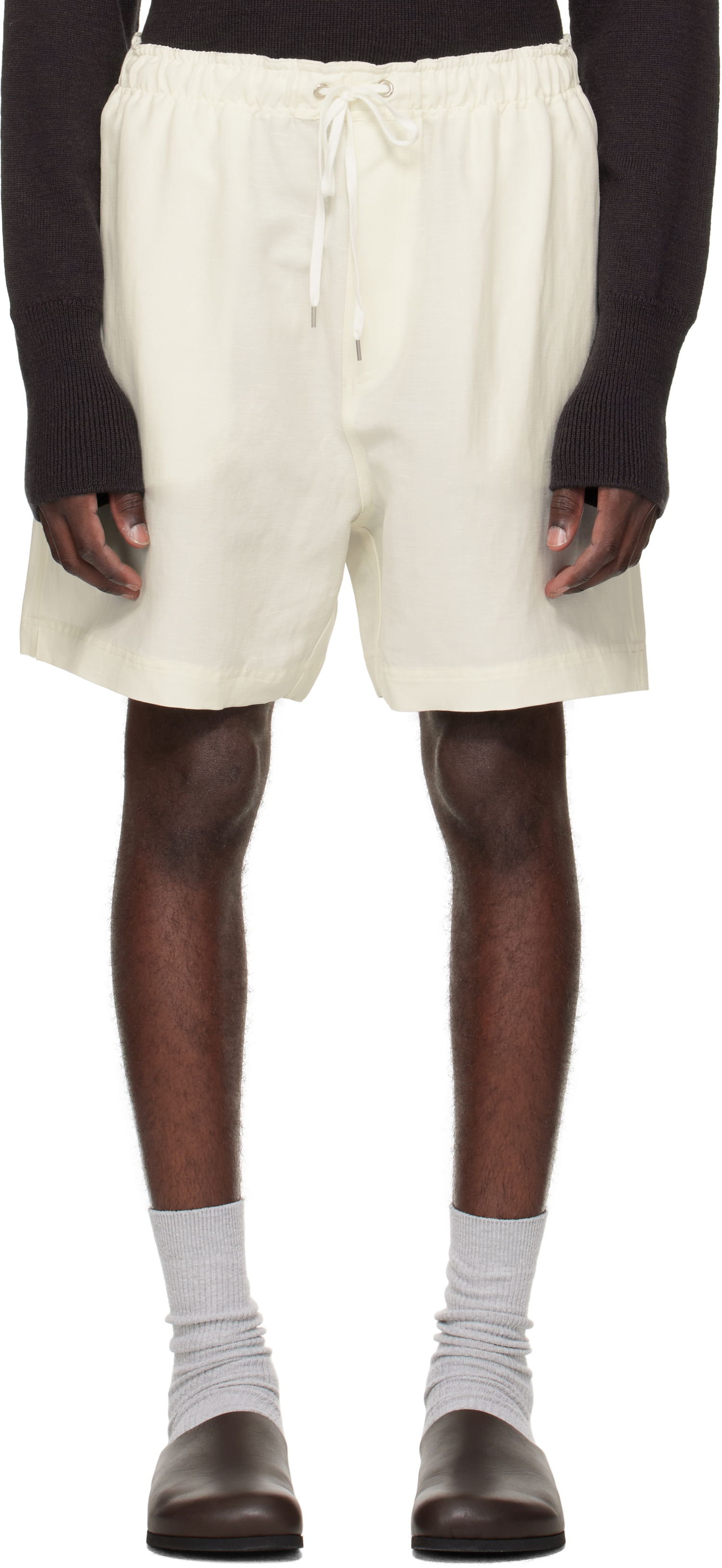 Къси панталони Studio Nicholson Starboard Drawstring Shorts Бяло | STARBOARD SNM - 1369, 0