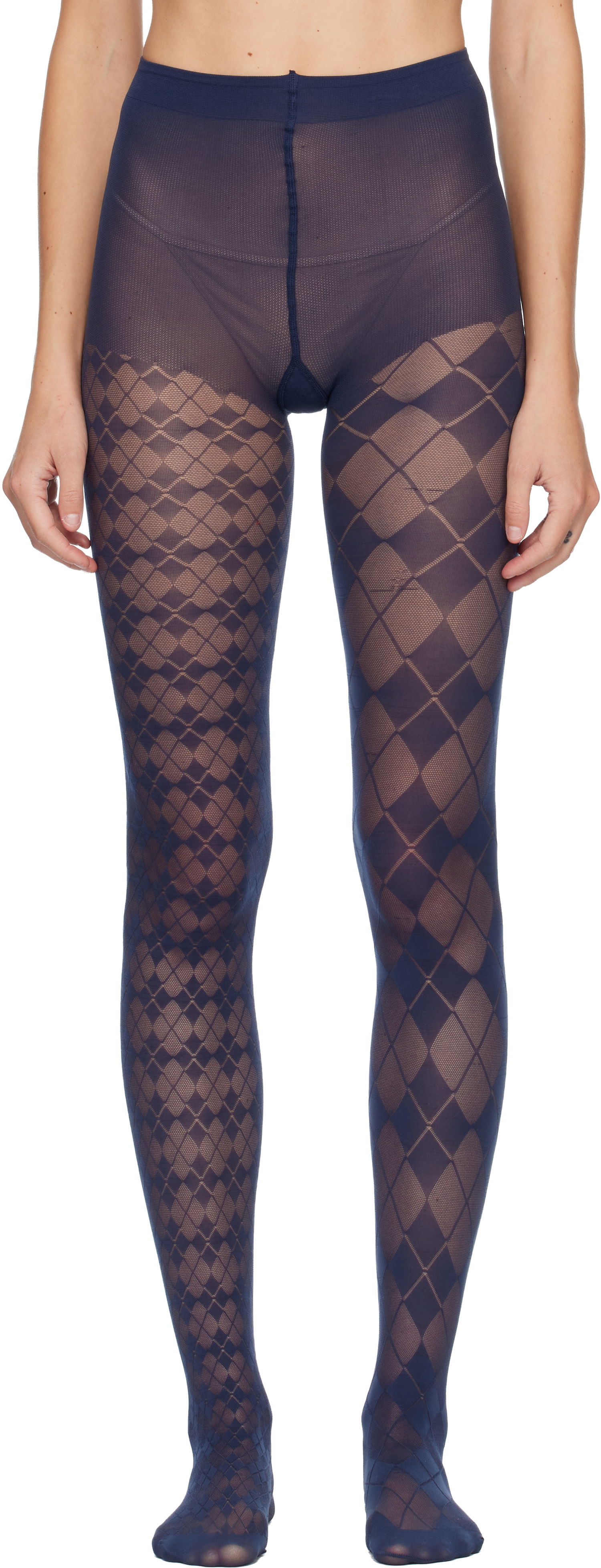 Чорапи Thom Browne Thom Browne Funmix Argyle Sheer Tights Тъмно синьо | FAS234A-Y7005, 0