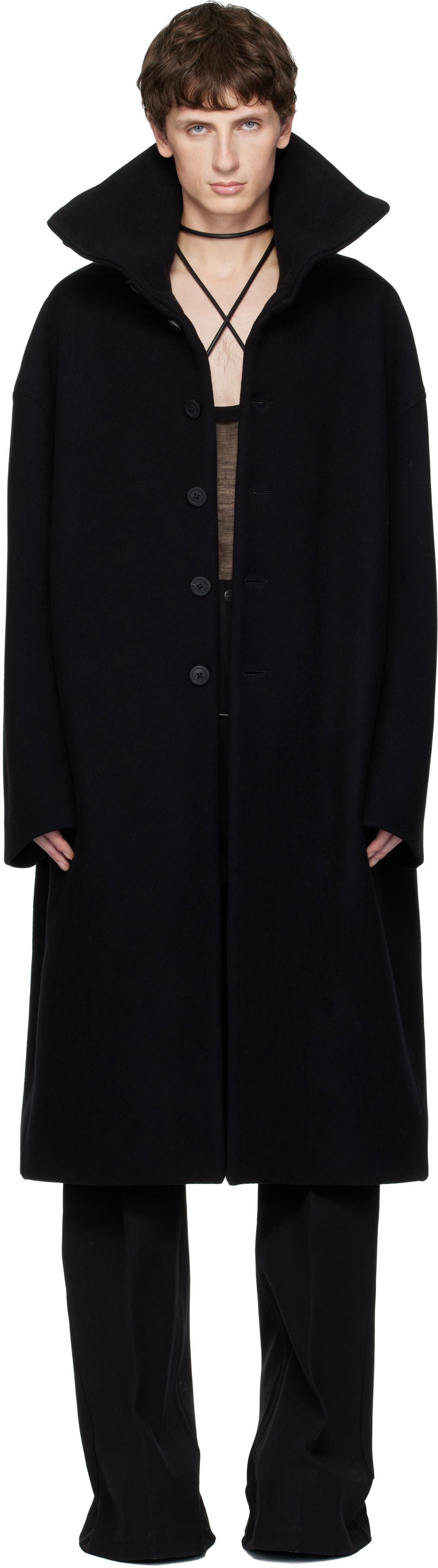 Палта Rick Owens Concordians Dracucollar Long Coat Черно | RR02E1900 WSF, 0