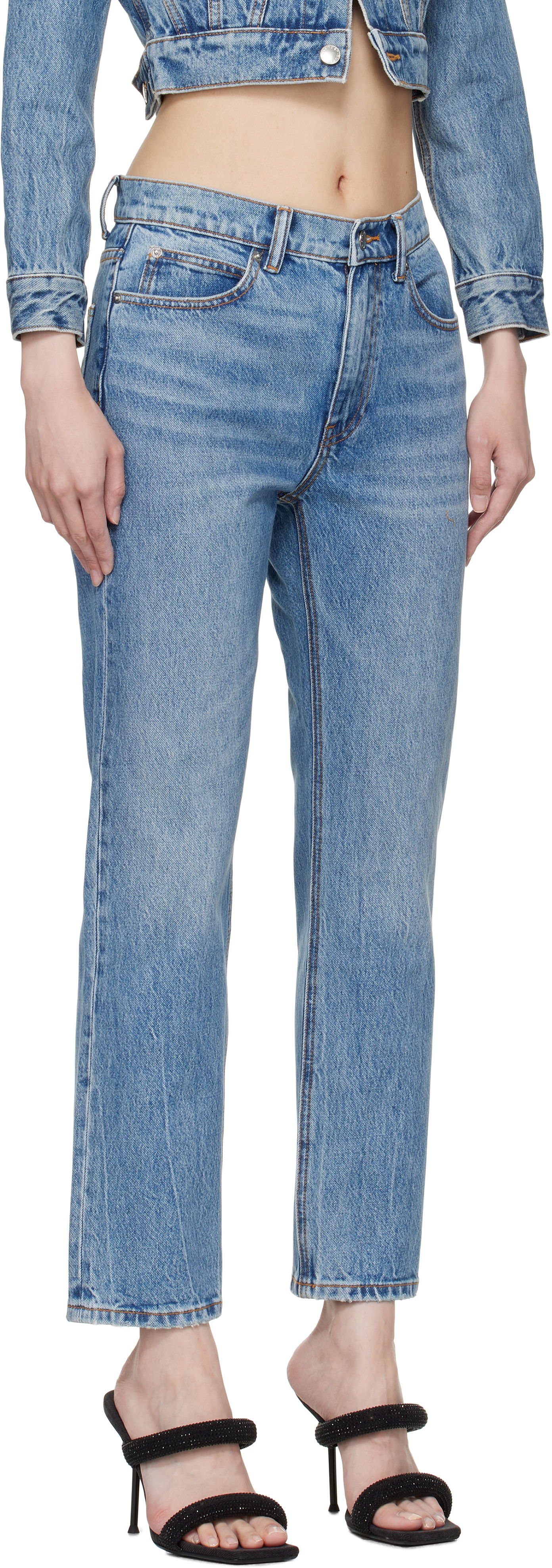 Дънки Alexander Wang Alexander Wang OG High-Rise Stovepipe Jeans Синьо | 4DC1254606, 1