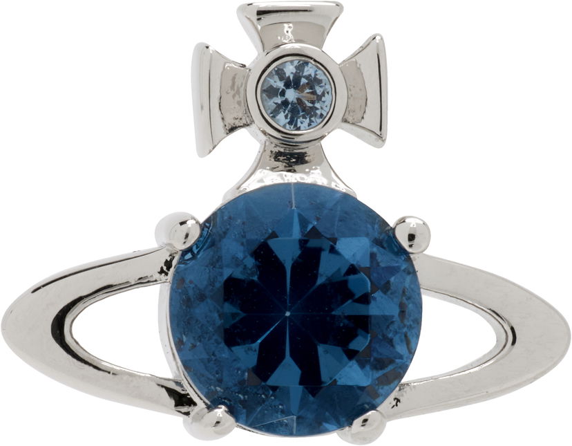 Обеци Vivienne Westwood Reina Orb-Design Faceted Gemstone Single Earring Синьо | 6201032G-02P168-