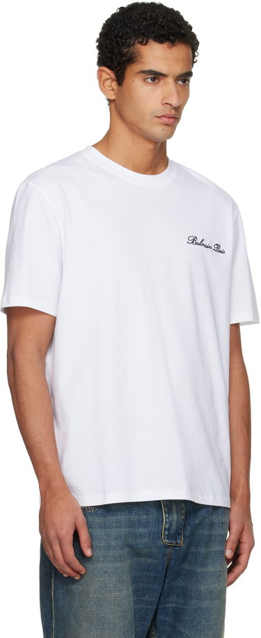 Тениска Balmain Embroidered Balmain Paris Signature T-shirt Черно | FH1EG000BC68, 4