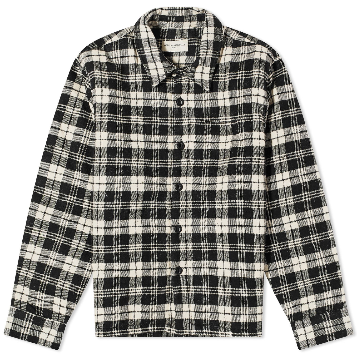 Риза Officine Générale Harring Padded Check Overshirt "Black/Ecru" Черно | W23MOVS070, 0