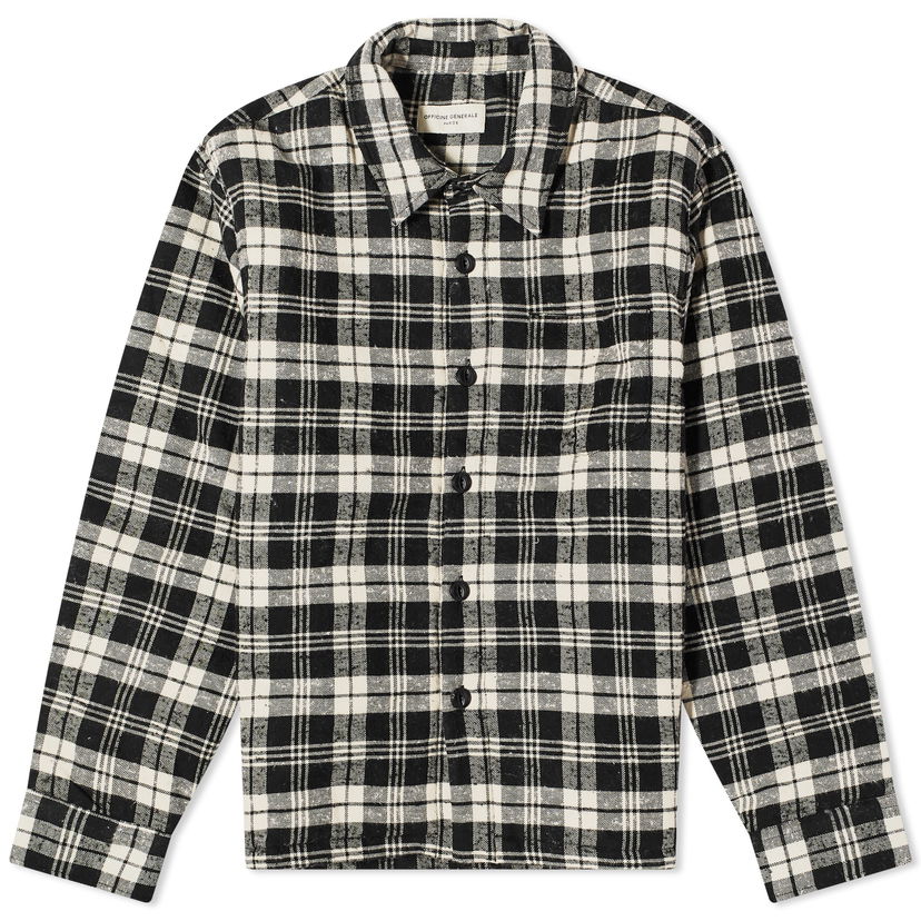 Риза Officine Générale Harring Padded Check Overshirt "Black/Ecru" Черно | W23MOVS070