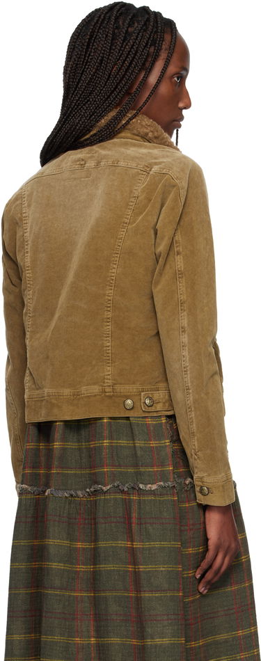 Яке R13 Skinny Corduroy Trucker Jacket with Faux Fur Collar Кафяво | R13WD206-D363A, 2