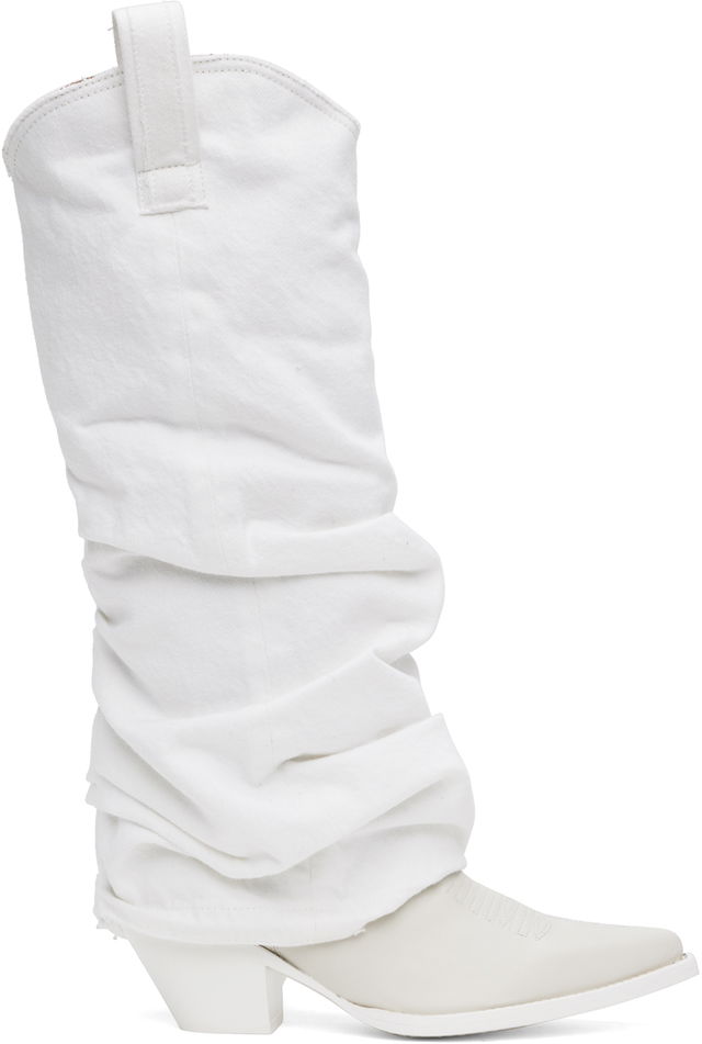 R13 Mid Cowboy Denim Sleeve Boots