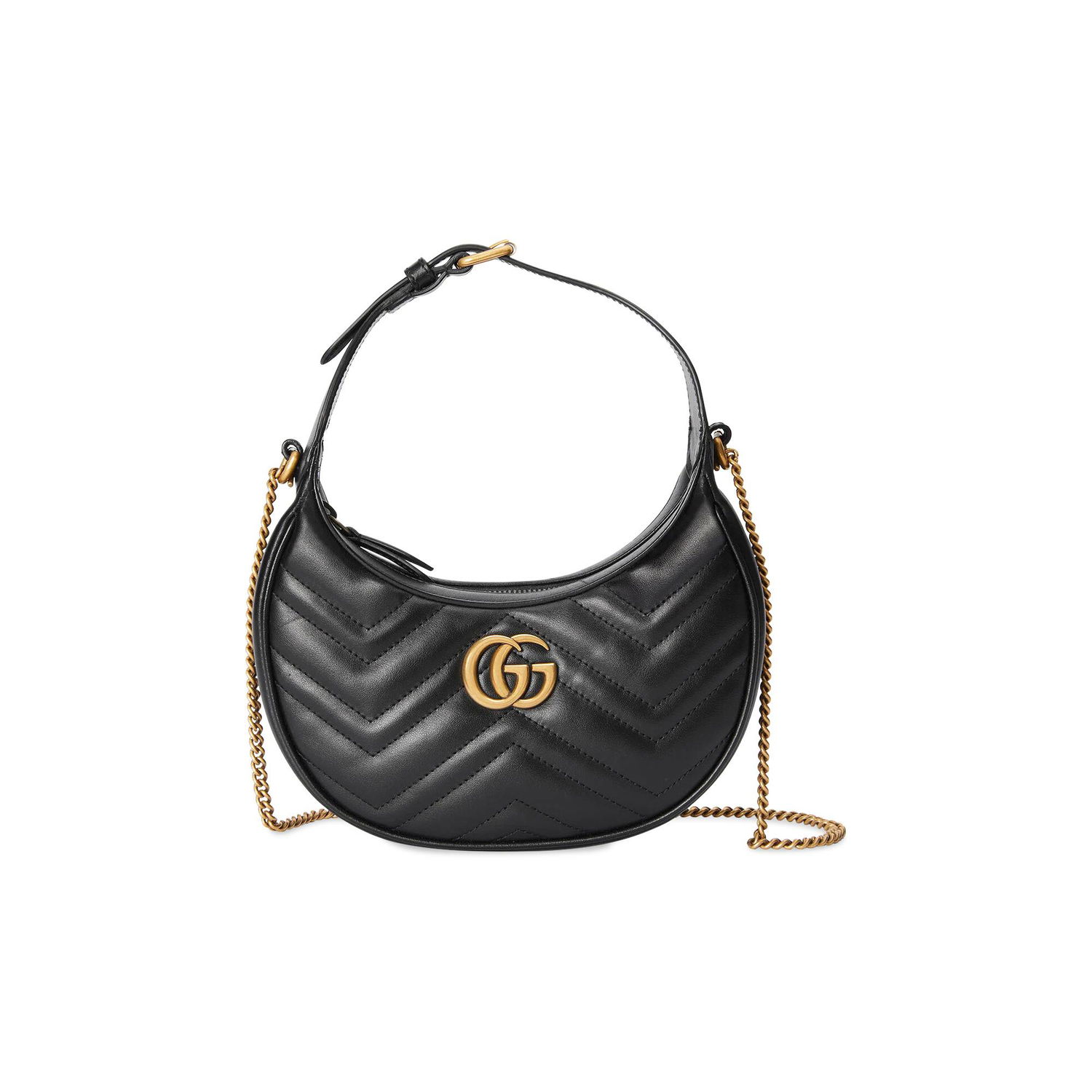 Дамска чанта Gucci GG Marmont Half-Moon-Shaped Mini Bag Черно | 699514 DTDHT 1000, 1