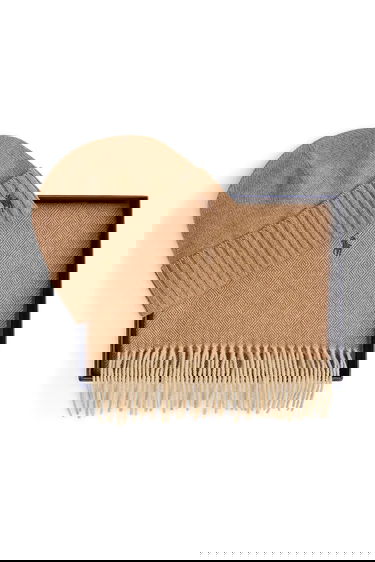 Шал Polo by Ralph Lauren Polo Ralph Lauren Knitted Beanie and Herringbone Scarf with Fringed Edges Бежово | 449959529, 1