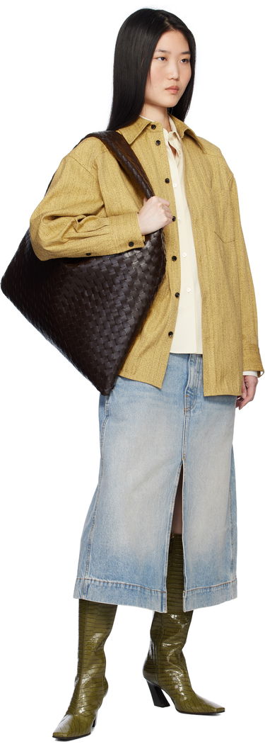 Голяма пазарска чанта Bottega Veneta Large Woven Leather Tote Bag Жълто | 763970 V3IV1, 3