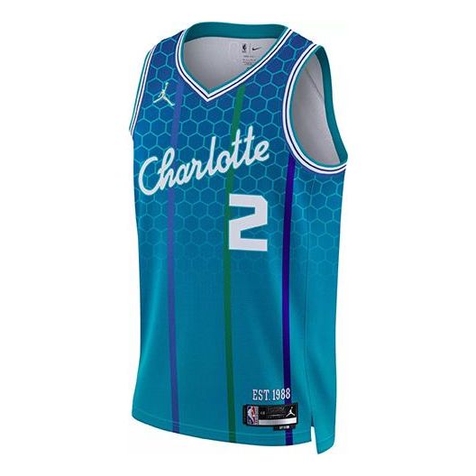 Фланелка Jordan Air Jordan Retro Basketball Jersey Charlotte Hornets Lonzo Ball No. 2 Fan Edition 21-22 Тюркоазено | DB4020-481