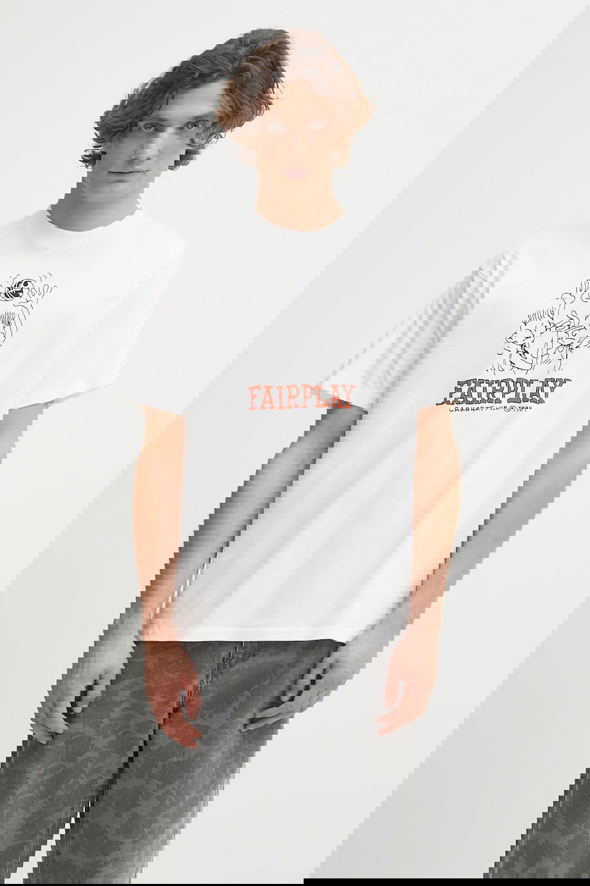 Тениска Carhartt WIP Short-Sleeve Fairplay Graphic T-Shirt Бяло | I035433.02XX, 0