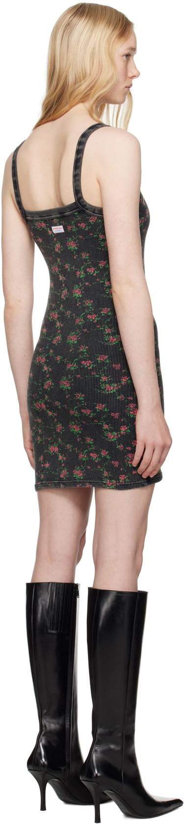 Pокля Alexander Wang Alexander Wang Floral-Print Waffle Knit Mini Dress Черно | 8C4246605P, 2
