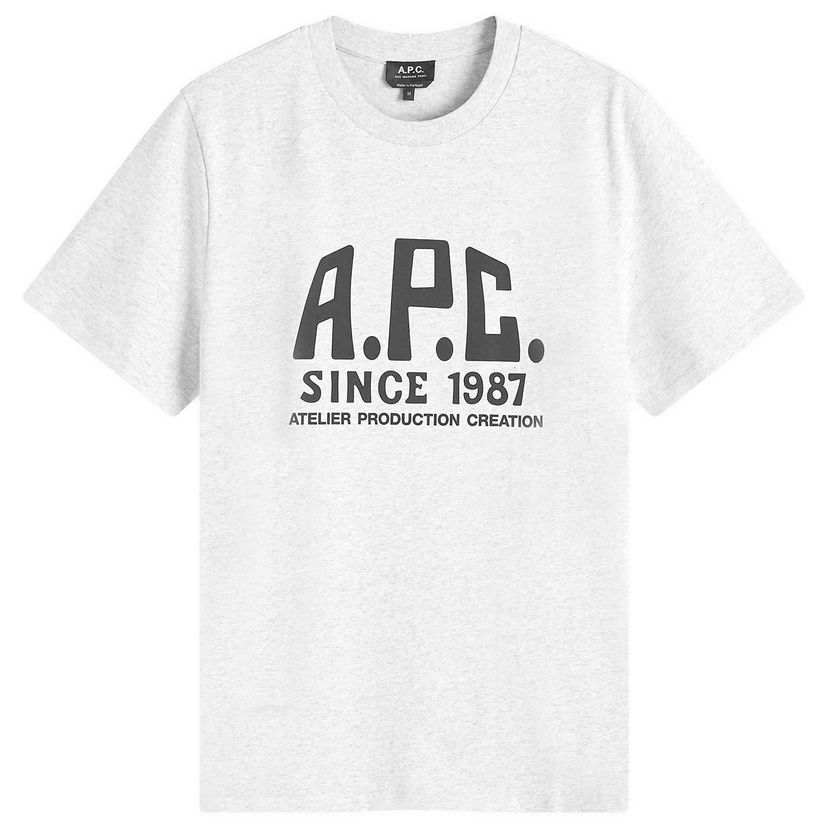 Тениска A.P.C. Heathered Label Print T-Shirt Сиво | COHBU-M26442-PLA