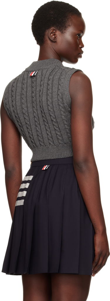 Пола Thom Browne Cable Cropped V-Neck Vest Синьо | FKV202A-Y1024, 2