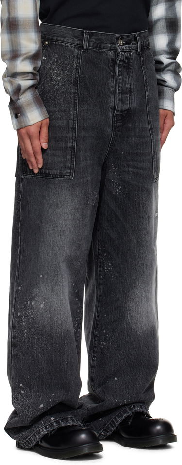 Дънки We11done Carpenter Wide-Leg Distressed Paint Splatter Jeans Черно | WD-DP2-25-340-M-BK, 1