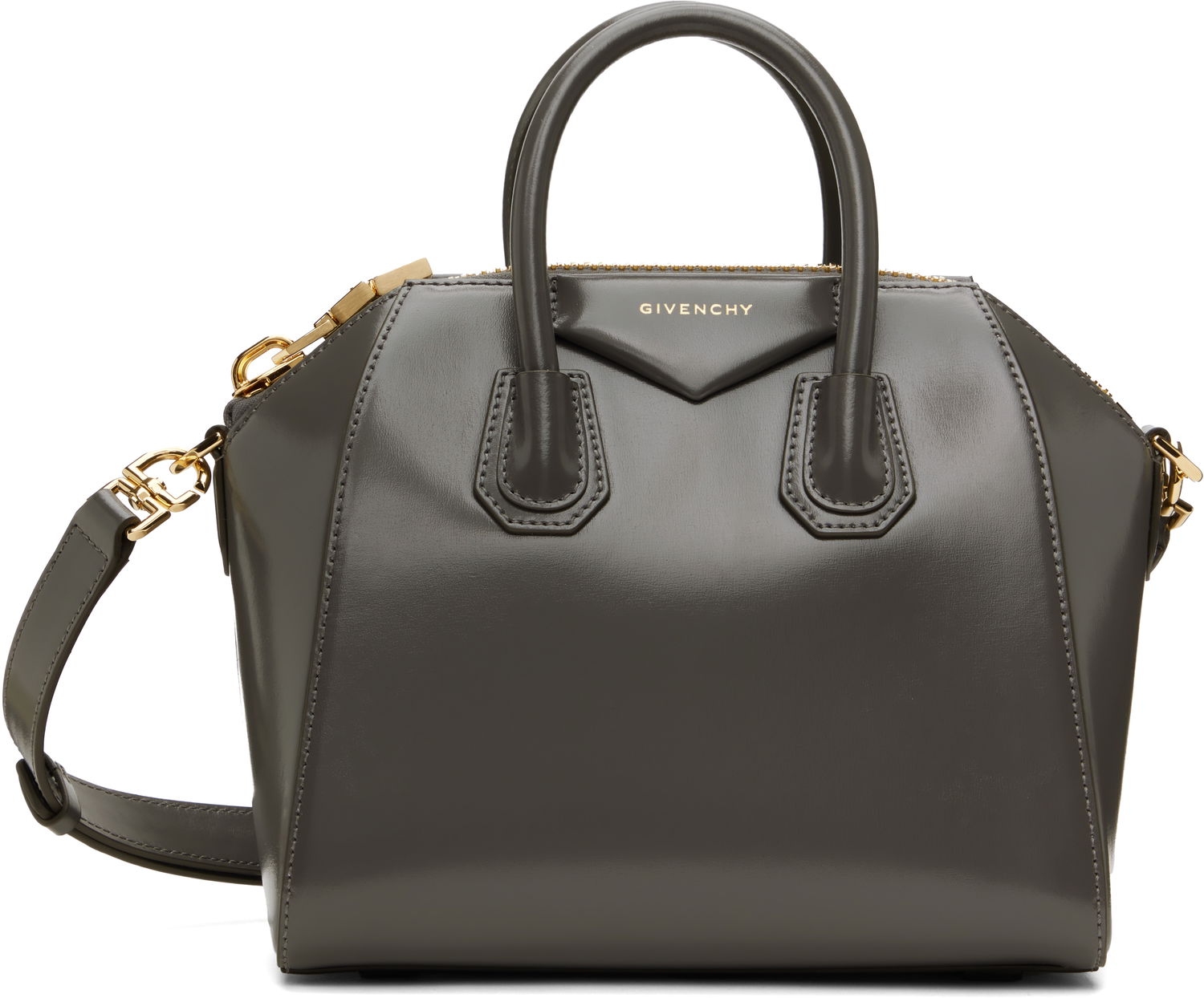 Голяма пазарска чанта Givenchy Mini Antigona Leather Shoulder Bag Сиво | BB50TNB13A025, 0