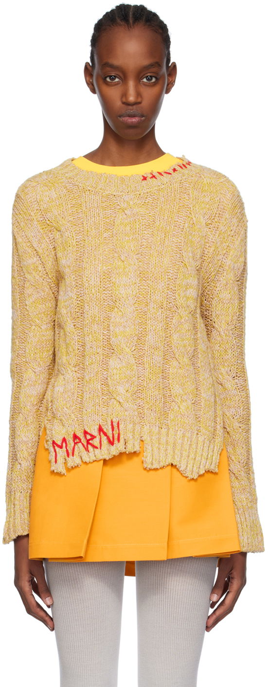 Пуловер Marni Distressed Sweater Жълто | GCMD0487Q0 UFC068