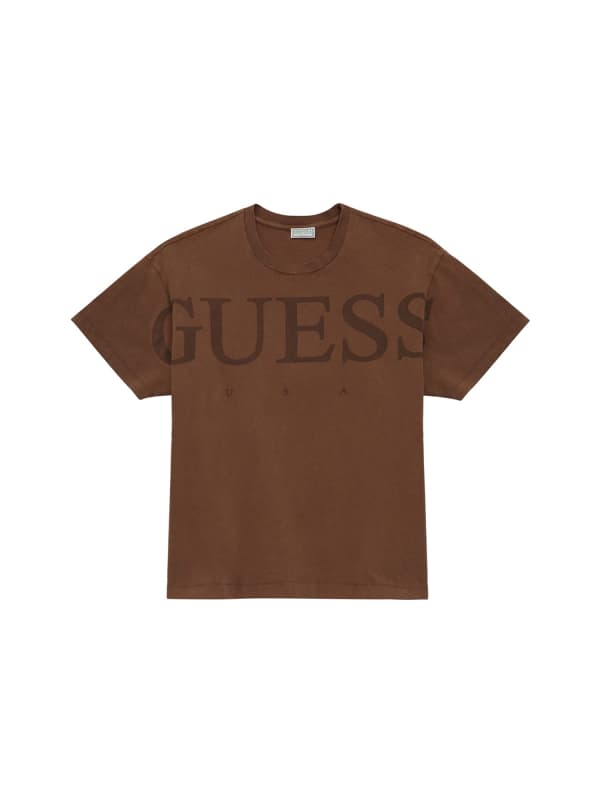 Тениска GUESS Crossbody Logo T-Shirt Кафяво | M2BI05KBB50