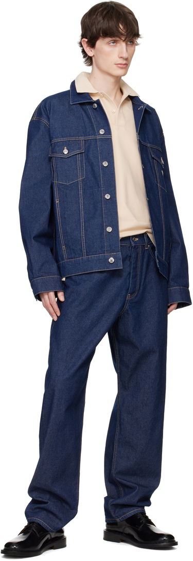 Яке бомбър MAISON KITSUNÉ Maison Kitsuné Profile Fox Denim Trucker Jacket Синьо | OM02103WW0081, 3