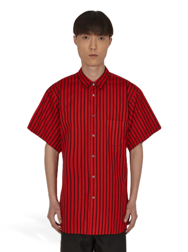 Риза Comme des Garçons Stripe Shortsleeve Shirt Червено | FI-B022 1