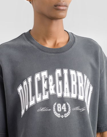 Тениска Dolce & Gabbana Dolce & Gabbana Cotton T-Shirt with '84' Print Сиво | G8TA2TG7PK7N9833, 3